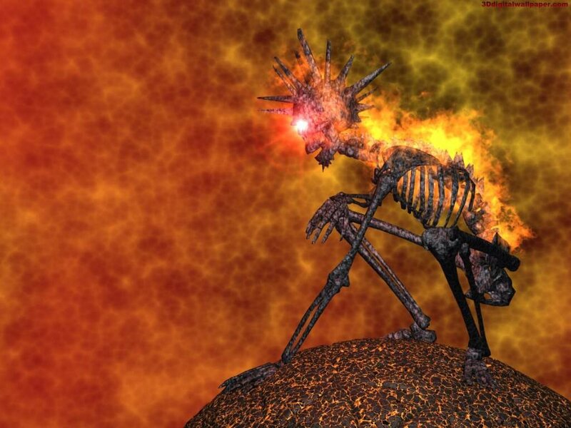 Fiery skeleton creature