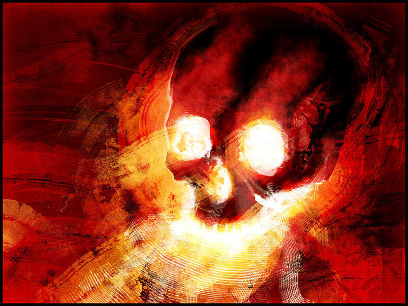 fiery skull artwork