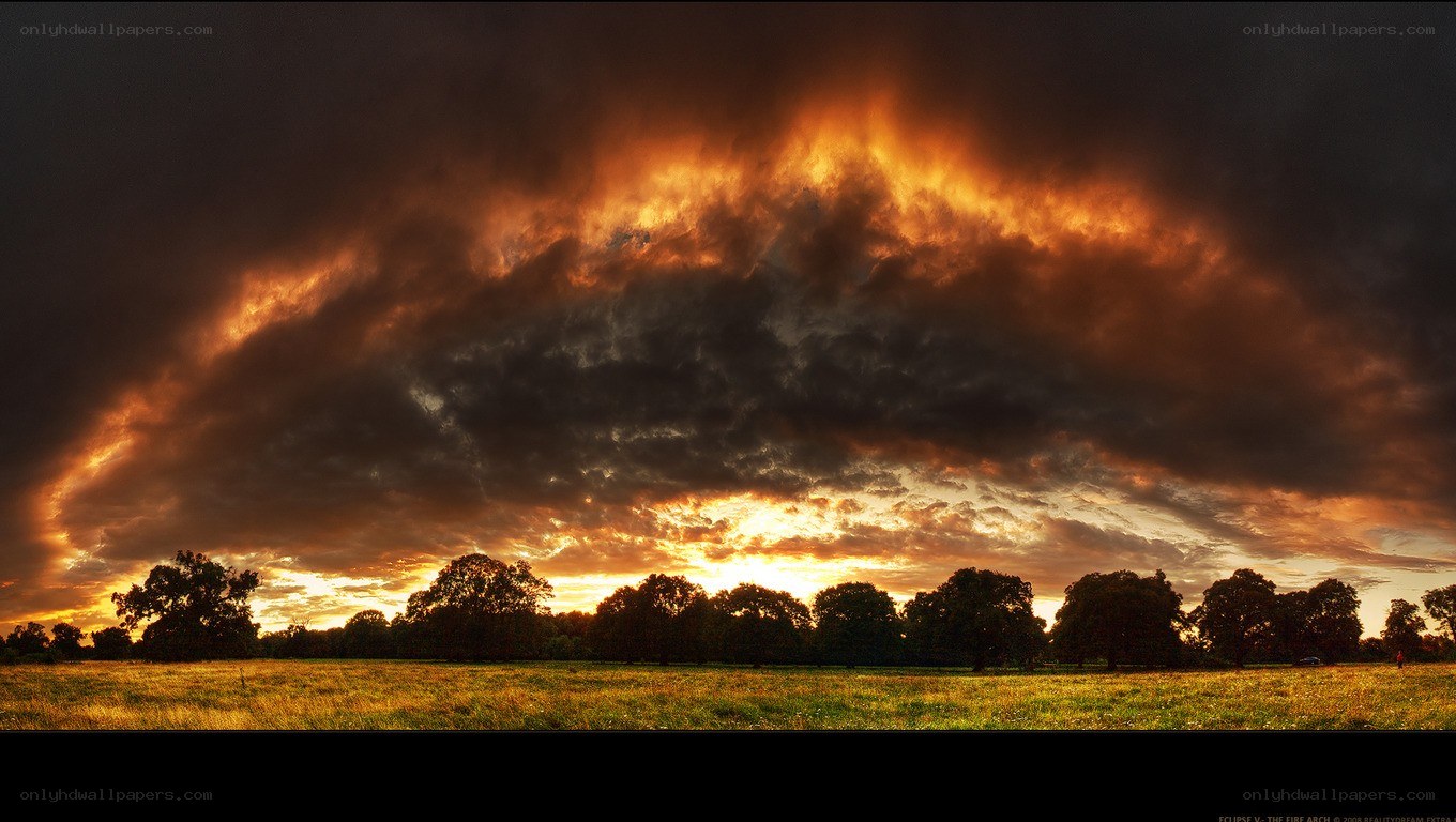 Fiery Sky Over a Field