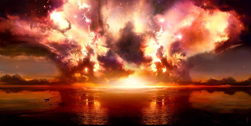 Fiery Sky over Water — Orange