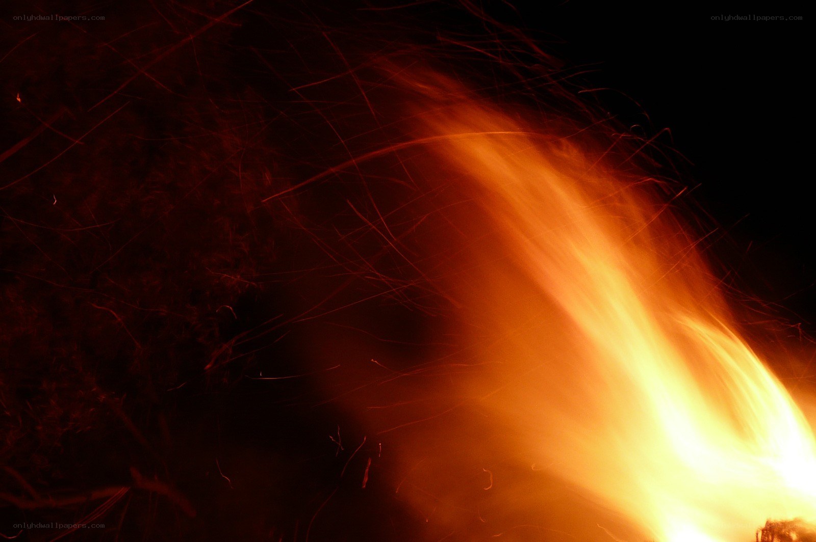 Fiery sparks at night