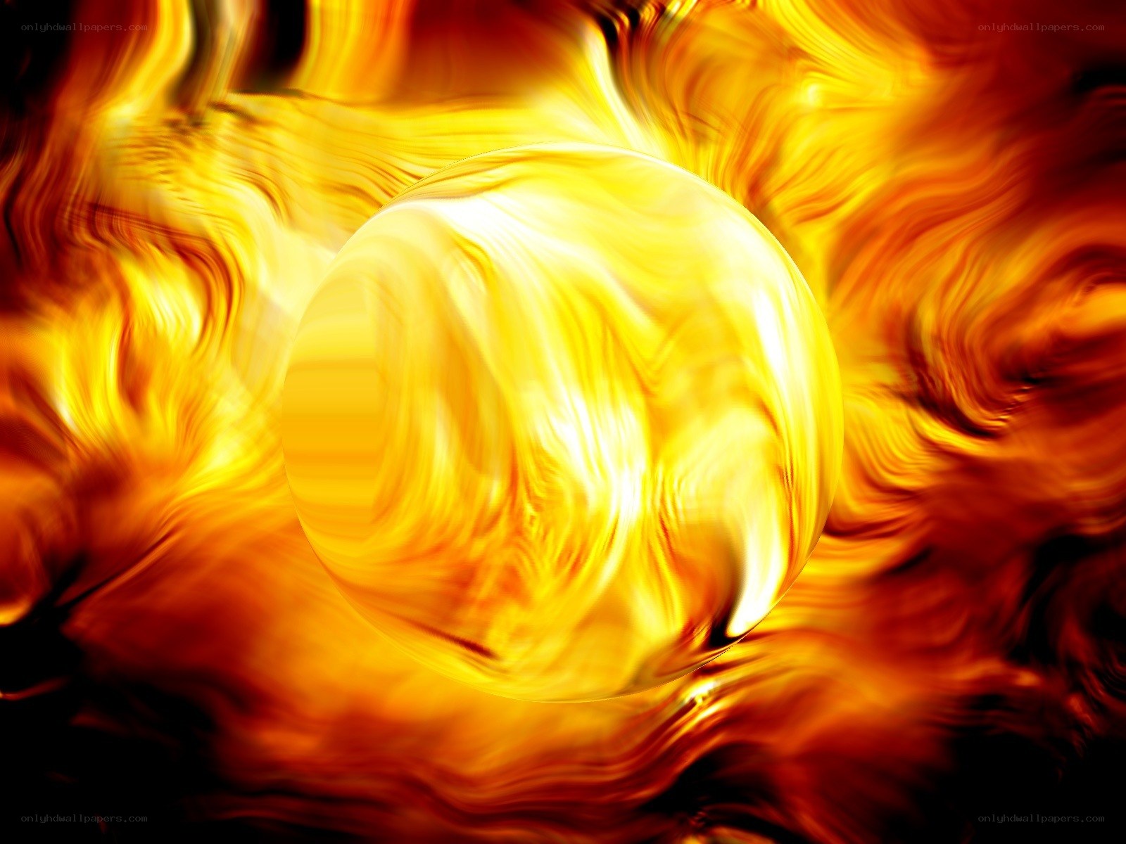 fiery sphere in flames