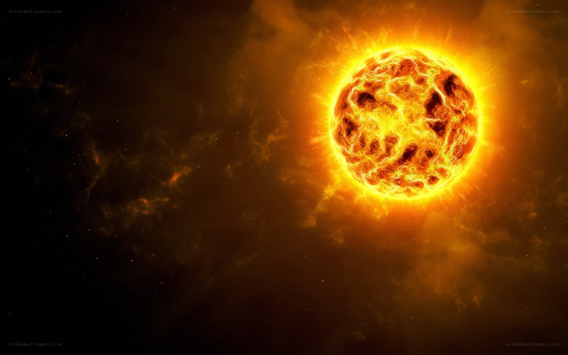 Fiery star in space