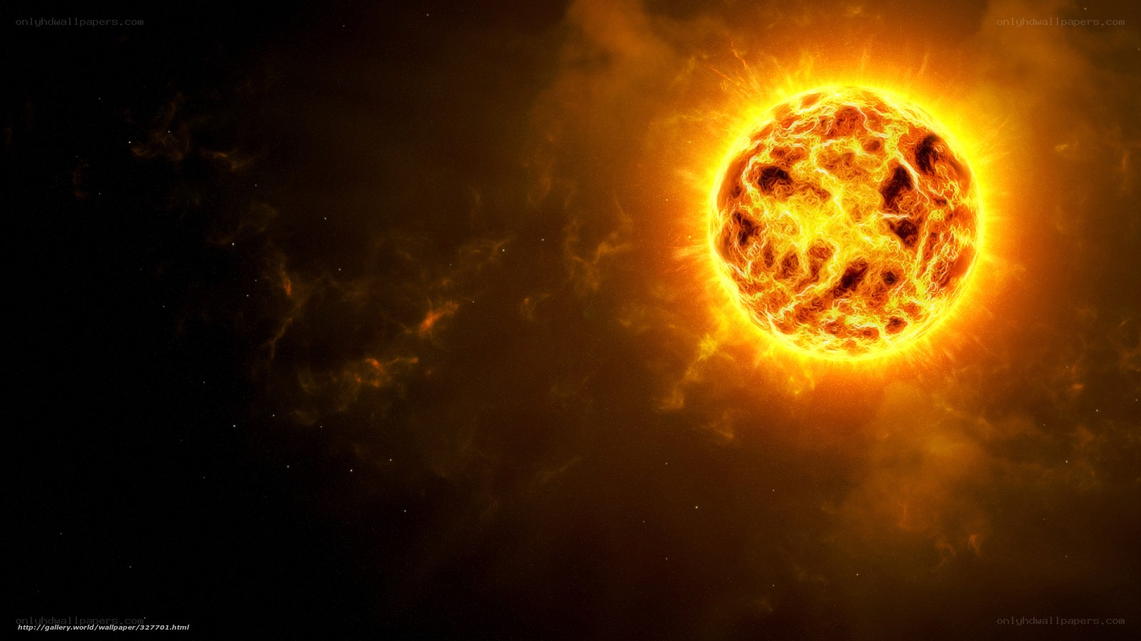 fiery sun in space