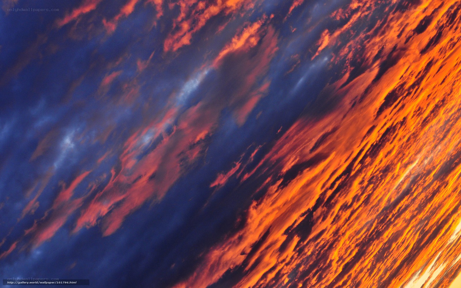 Fiery sunset clouds