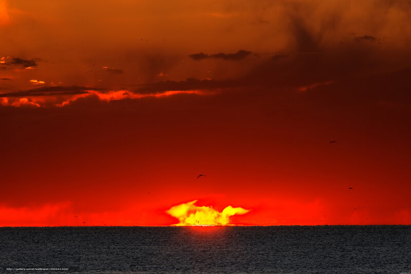 Fiery sunset over the sea