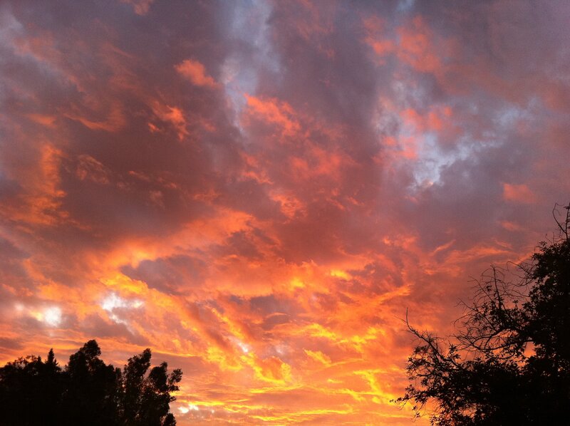 Fiery sunset sky