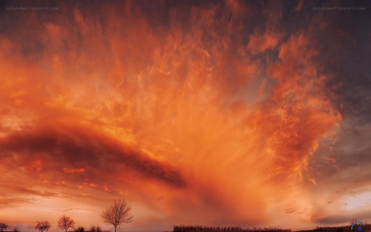 Fiery sunset sky