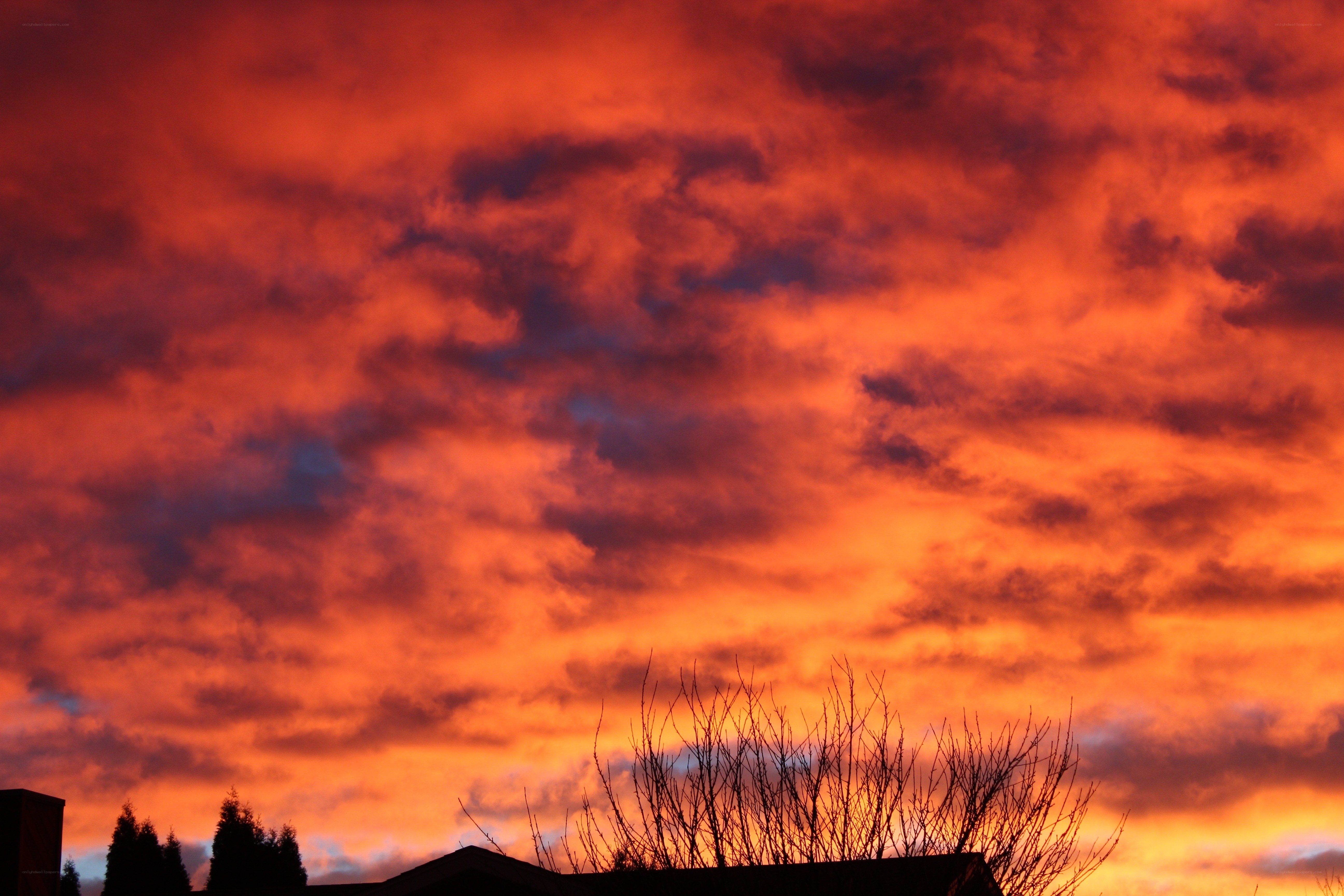 Fiery sunset sky