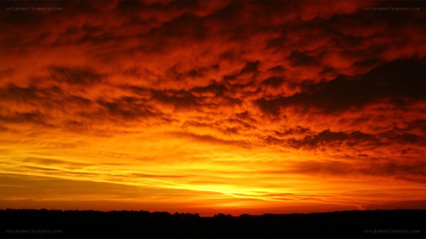 Fiery sunset sky
