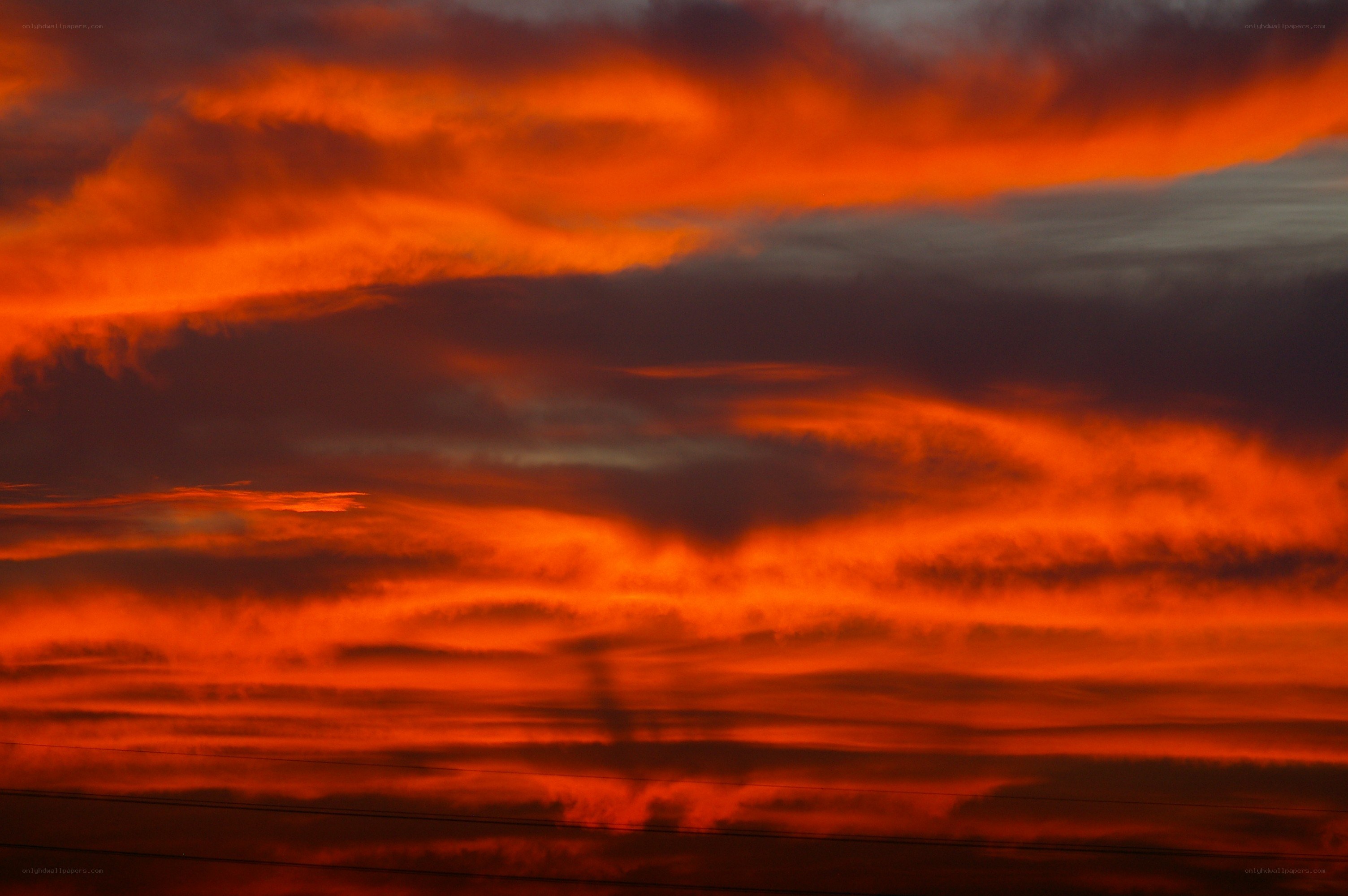 Fiery sunset sky
