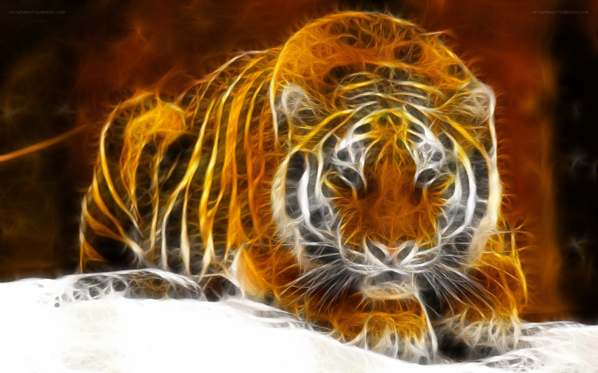 Fiery tiger in digital art