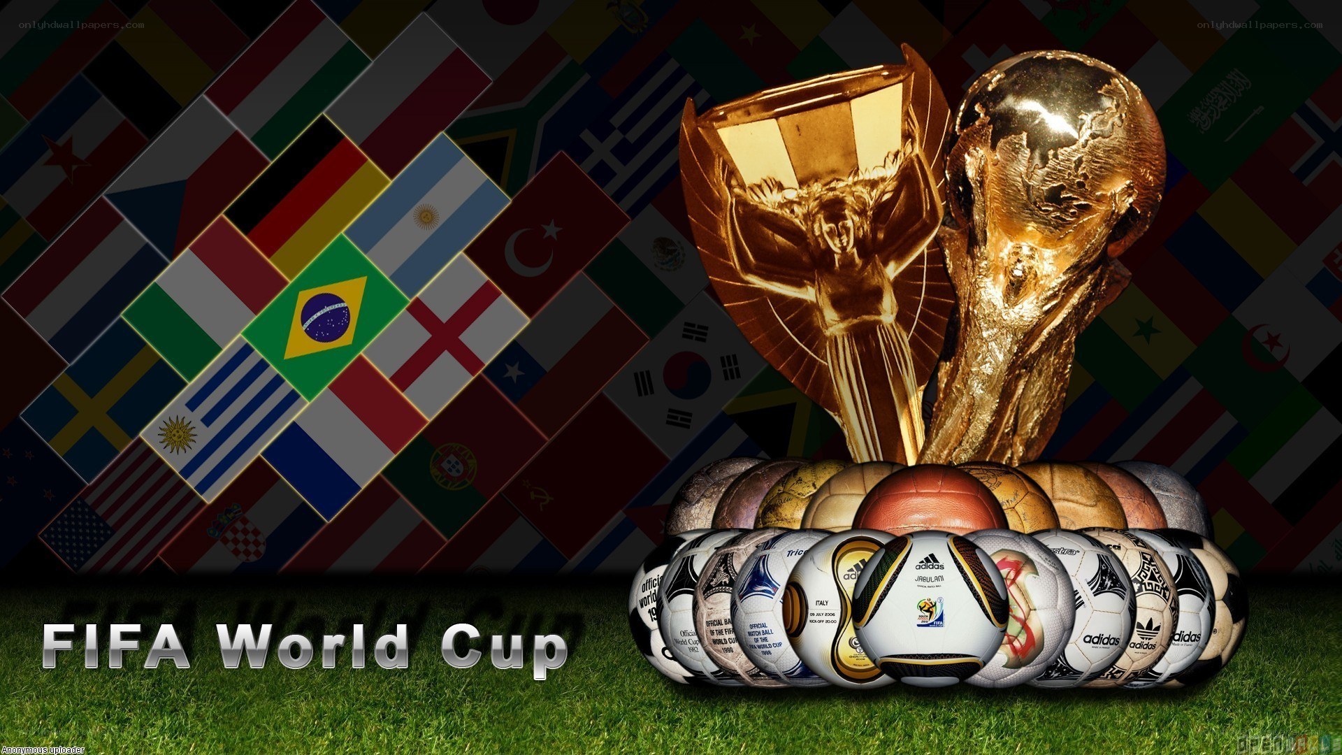 FIFA World Cup trophy and balls