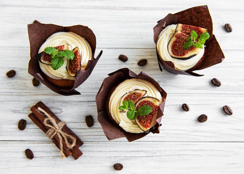 Fig Cupcakes on Wood