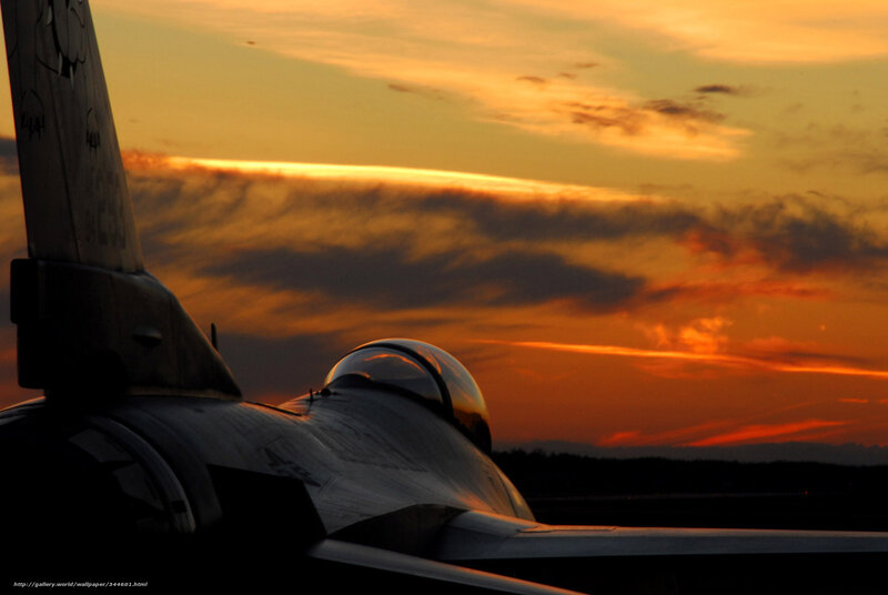 Fighter Jet at Sunset — Orange