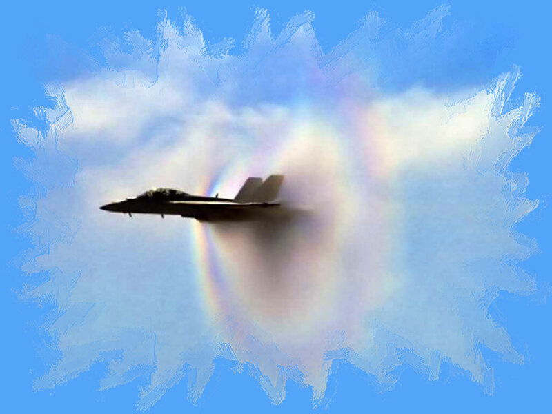 Fighter Jet Breaking Sound Barrier — Blue, Dramatic