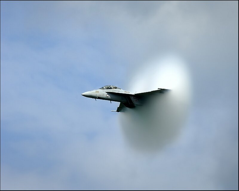 Fighter Jet Breaking Sound Barrier — Blue