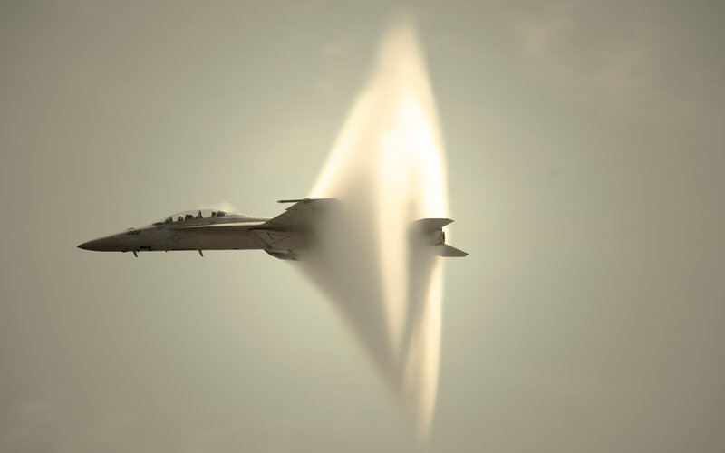 Fighter Jet Breaking Sound Barrier — Gray, Dramatic, Photograph, Sonic Boom, Cloud
