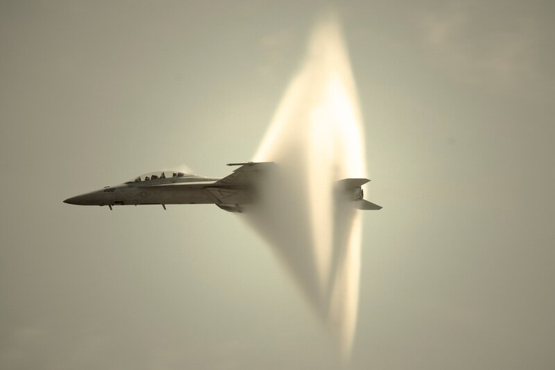 Fighter Jet Breaking Sound Barrier — Gray
