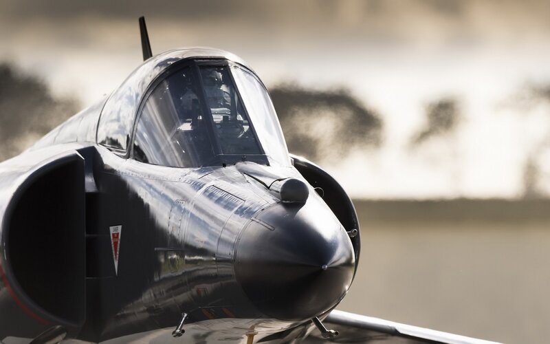 Fighter Jet Cockpit — Black, Dramatic, Afternoon