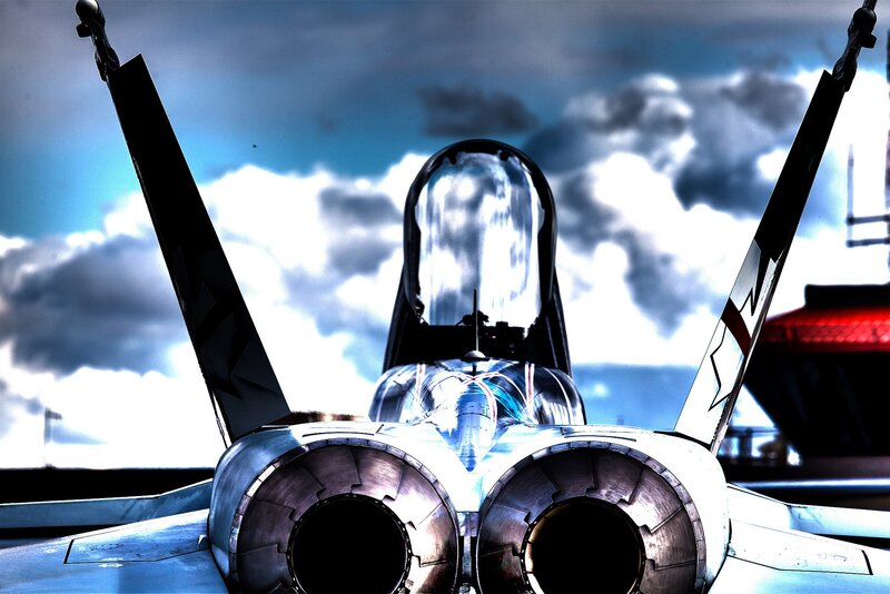 Fighter Jet Cockpit — Blue, Dramatic, Photograph