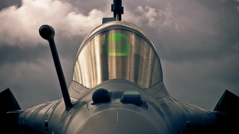 Fighter Jet Cockpit — Gray, Dramatic, Photograph, Clouds