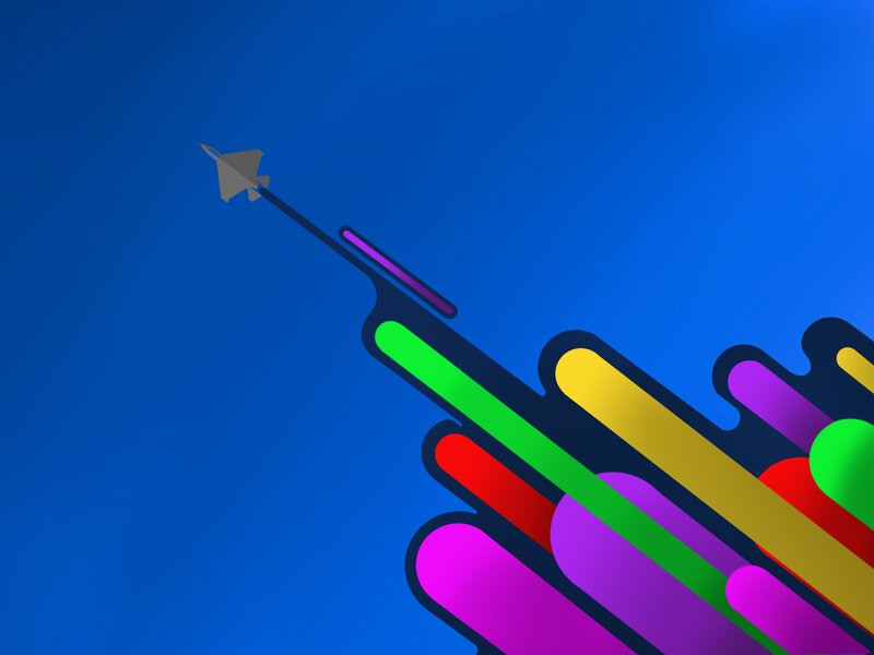 Fighter Jet Flying — Blue, Dynamic