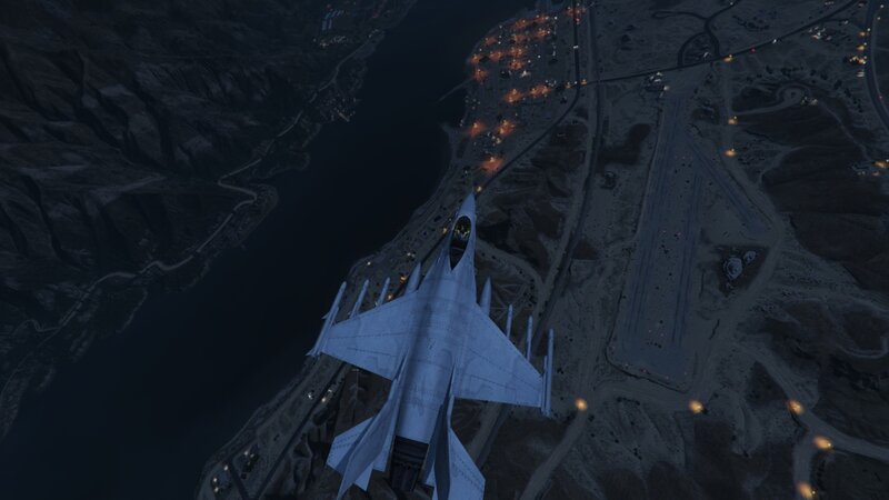 Fighter Jet Flying — Gray, Dark