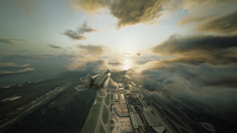 Fighter Jet Flying over Airbase
