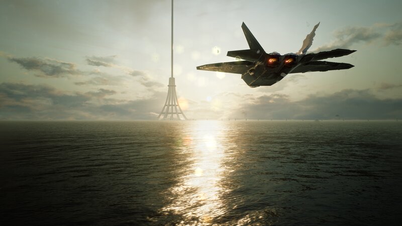 Fighter Jet Flying over Water