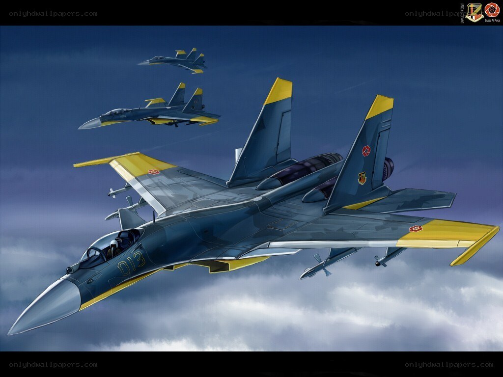 Fighter jet formation in flight