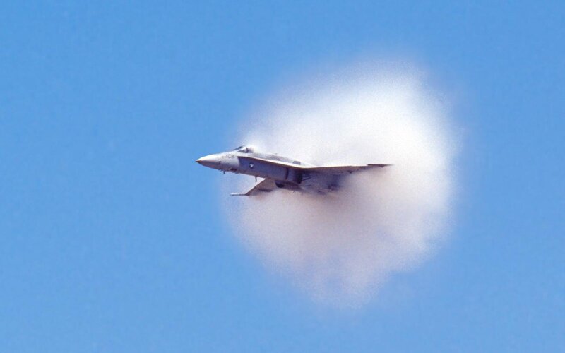 Fighter Jet in Cloud — Blue, Dramatic, Afternoon, Photograph, Sky