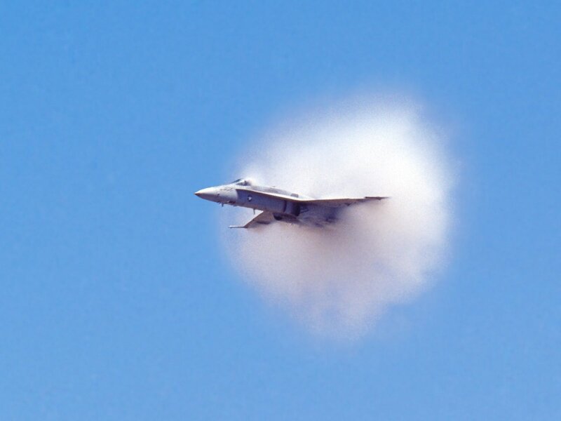 Fighter Jet in Cloud — Blue, Dramatic, Afternoon, Photograph