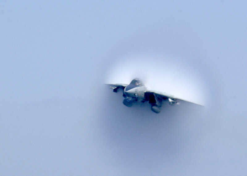 Fighter Jet in Cloud — Blue