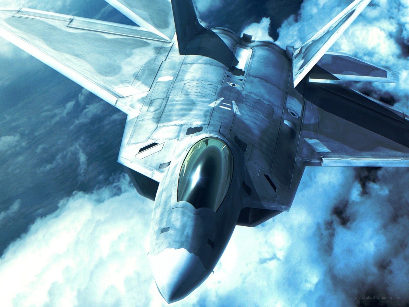 fighter jet in clouds