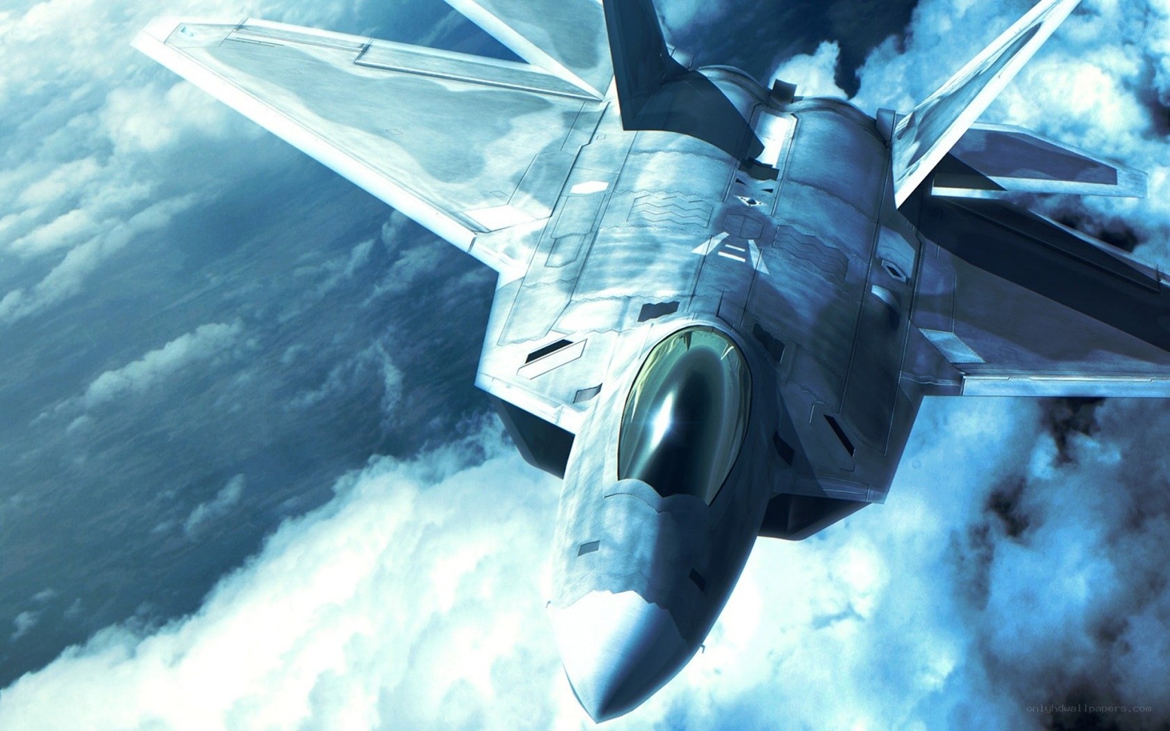 fighter jet in clouds