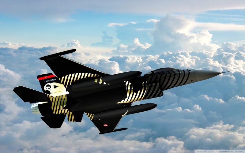 Fighter Jet in Clouds — Black