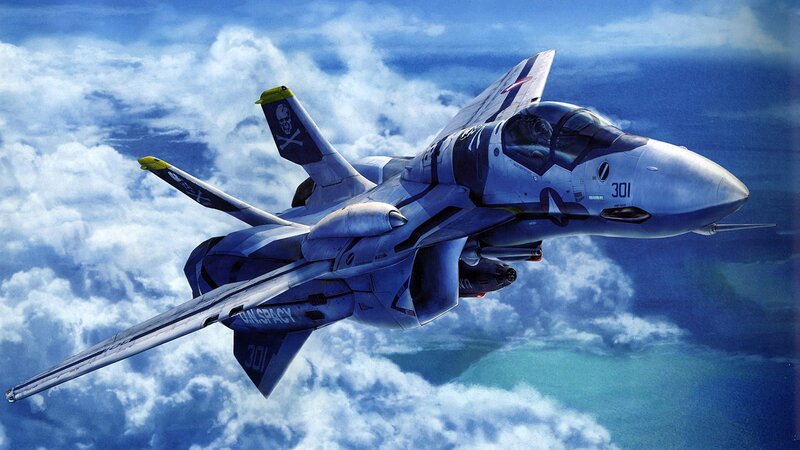 Fighter Jet in Clouds — Blue, Dramatic, Afternoon