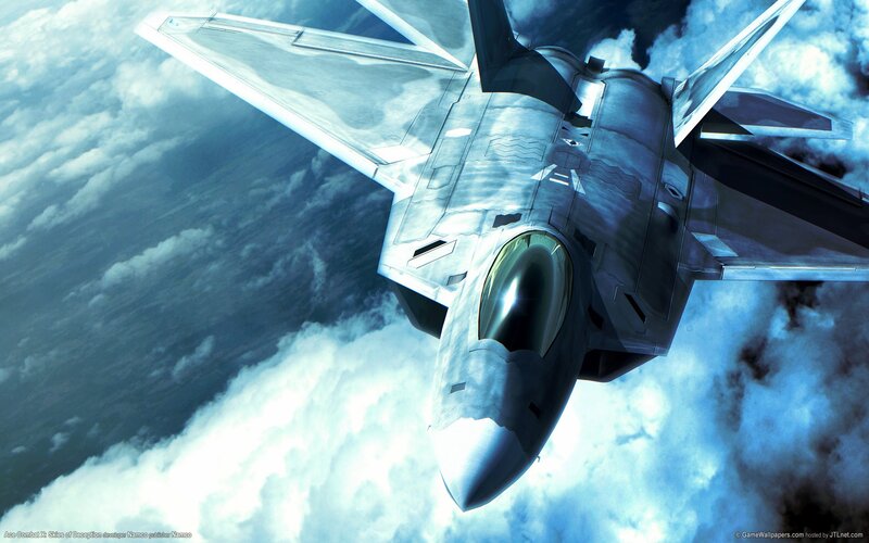 Fighter Jet in Clouds — Blue