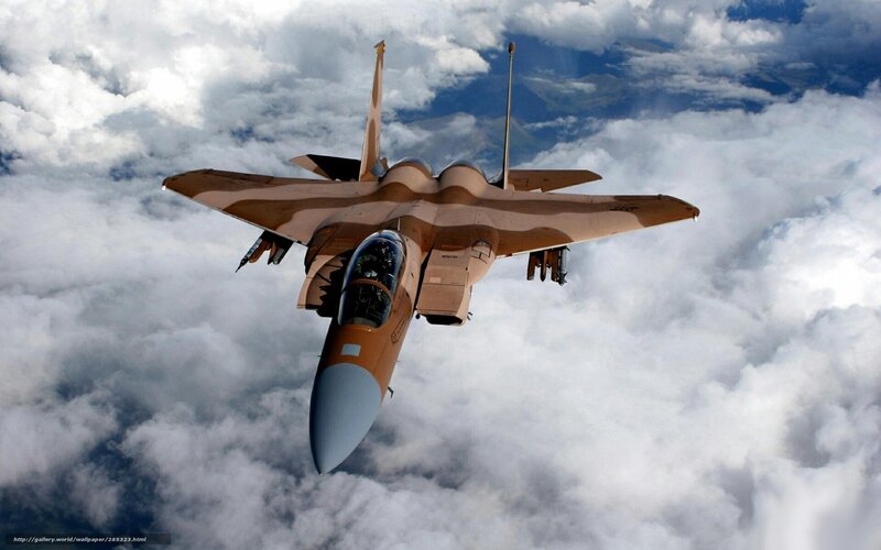 Fighter Jet in Clouds — Brown