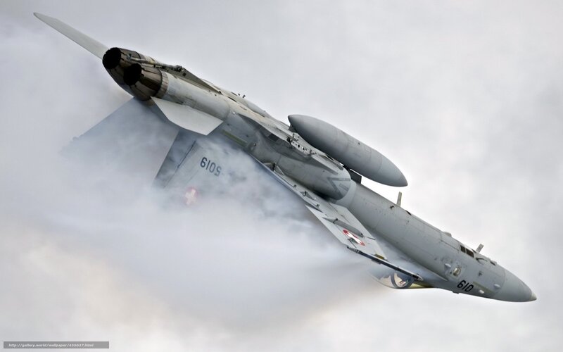 Fighter Jet in Clouds — Gray, Dramatic, Photograph