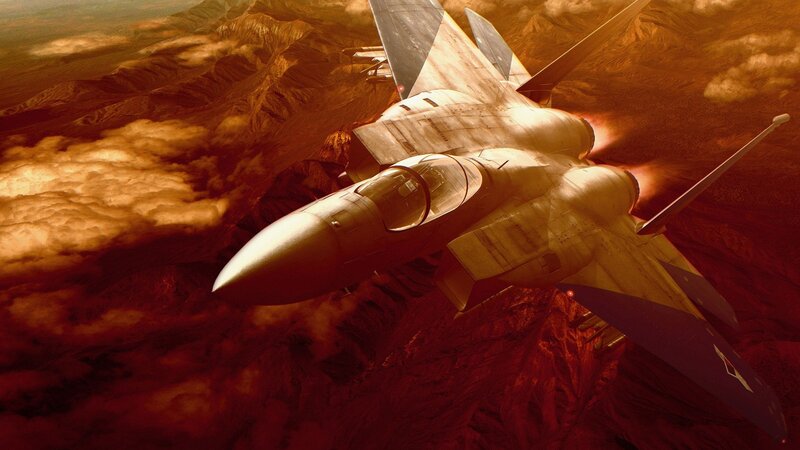 fighter jet in desert sky