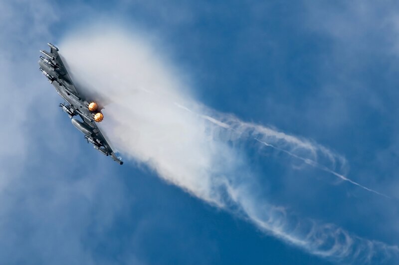 fighter jet in flight