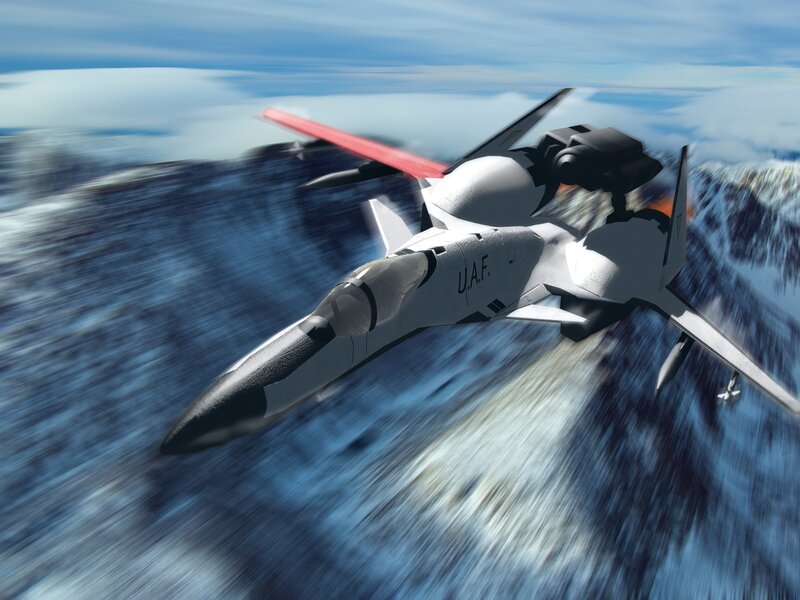 fighter jet in flight