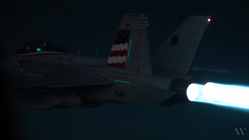 Fighter Jet in Flight — Black, Dramatic, Night, Photograph