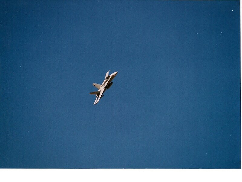 Fighter Jet in Flight — Blue, Calm, Photograph