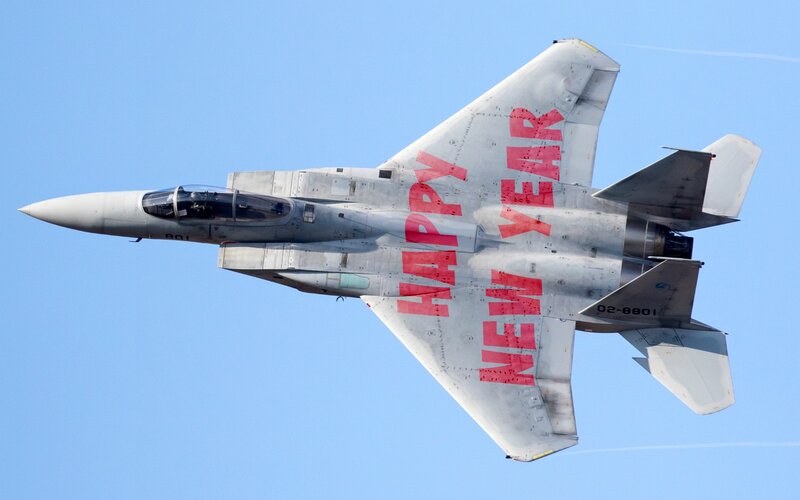 Fighter Jet in Flight — Blue, Clear