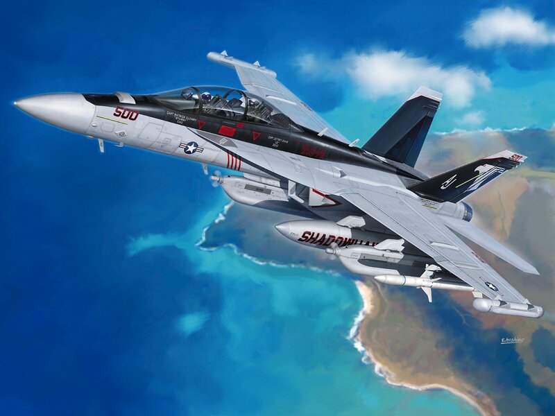 Fighter Jet in Flight — Blue, Dramatic, Afternoon, Digital Art