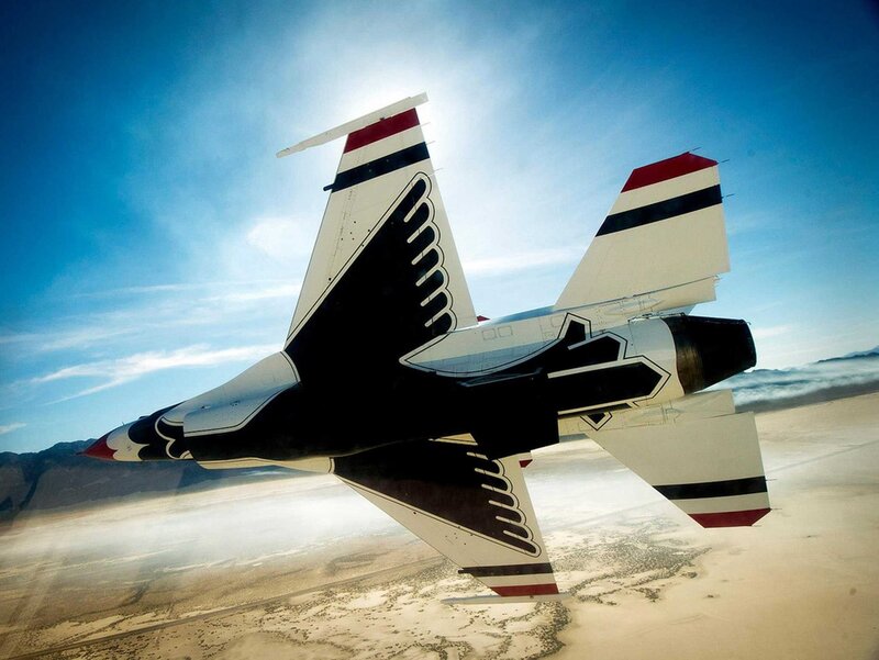 Fighter Jet in Flight — Blue, Dramatic, Afternoon, Photograph, Aircraft