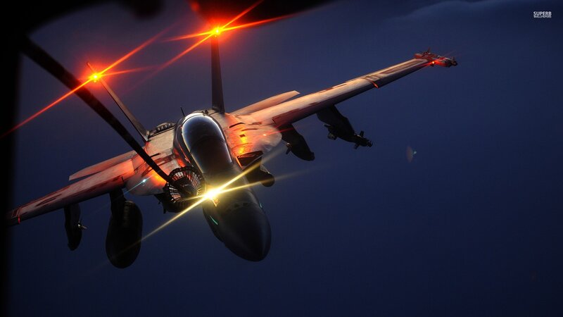 Fighter Jet in Flight — Blue, Dramatic, Night, Digital Art
